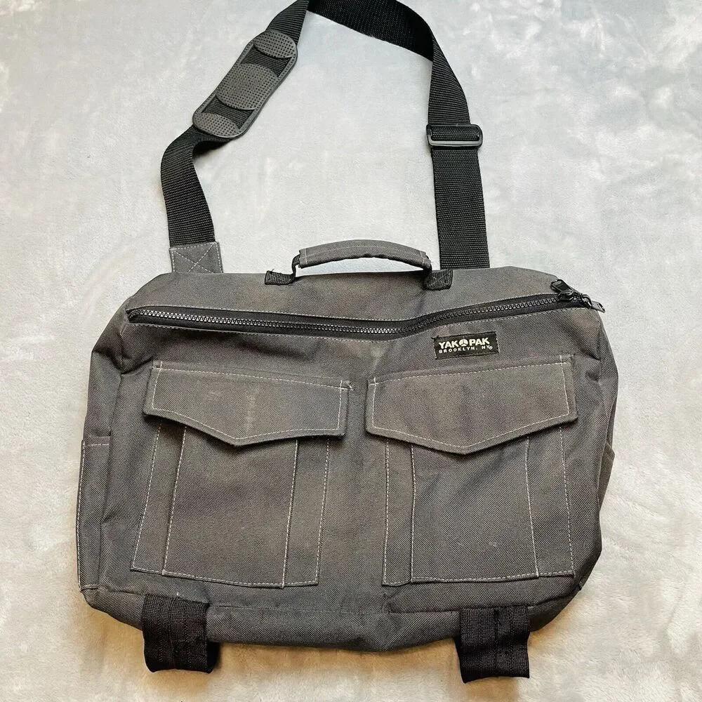 Yak Pak Brooklyn New York Crossbody Messenger Bag Dark Gray Laptop Computer